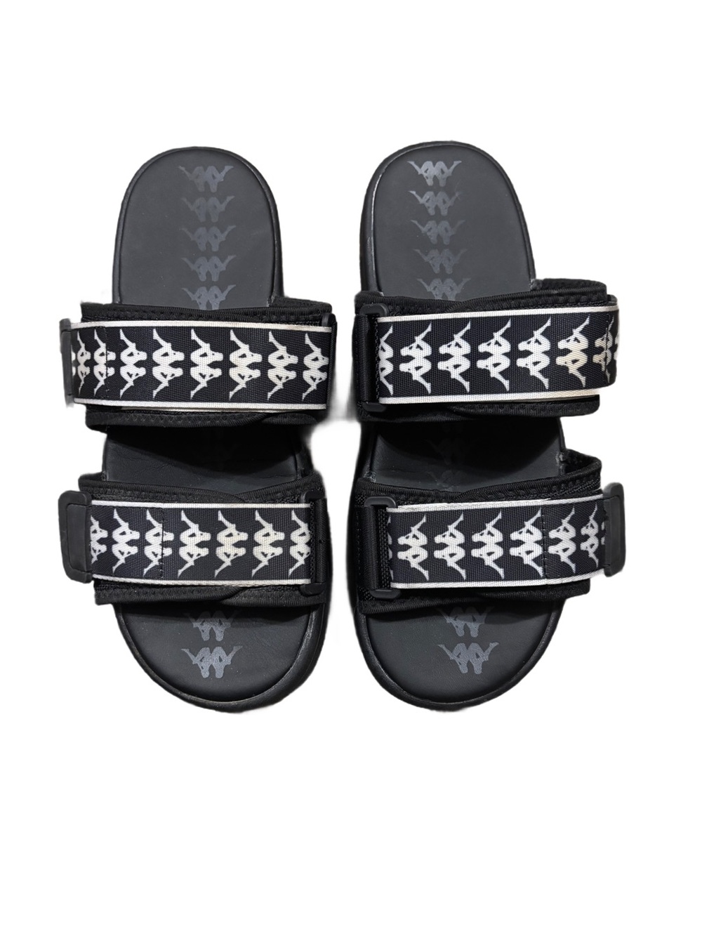 Kappa Black Logo Strap Sport Sandals Adjustable Slides Unisex Streetwear